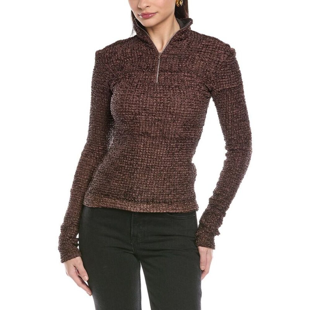 Nanushka Womens  Flora Fitted Turtleneck Top, Brown